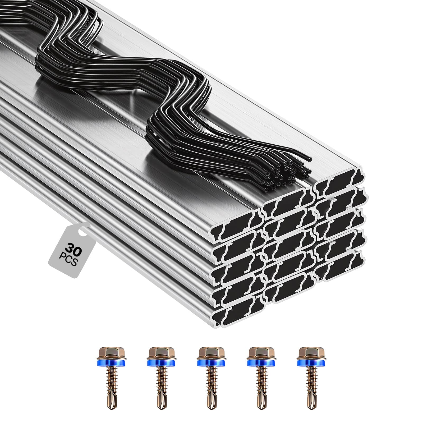 VEVOR - Greenhouse Spring Wire and Lock Channel, 30 Packs 6.56 ft PVC-Coated Wiggle Wire & Aluminum Alloy Channel Bundle Kit - Silver price history on PriceWatchPro