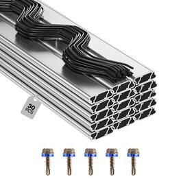 VEVOR - Greenhouse Spring Wire and Lock Channel, 30 Packs 6.56 ft PVC-Coated Wiggle Wire & Aluminum Alloy Channel Bundle Kit - Silver