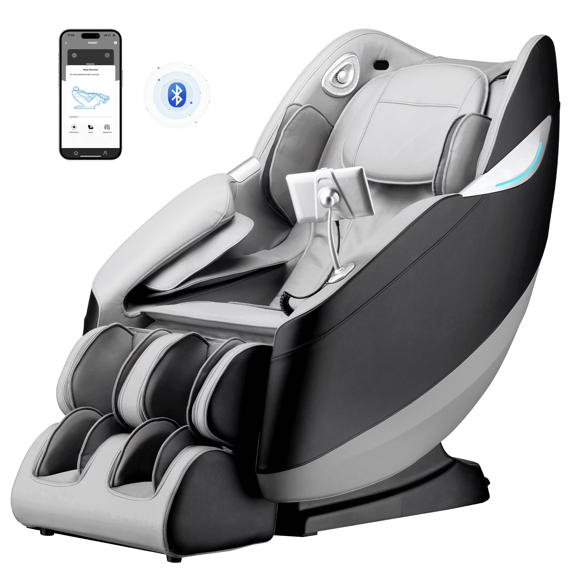 Koligey - R6M07 55" SL Track 4D Smart Massage Chair with AI Voice Control, Zero Gravity,Heat Therapy - Gray