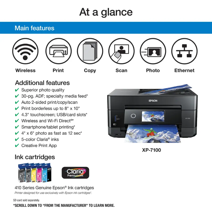 Epson Expression Premium XP 7100 Wireless All In One Inkjet Printer ...