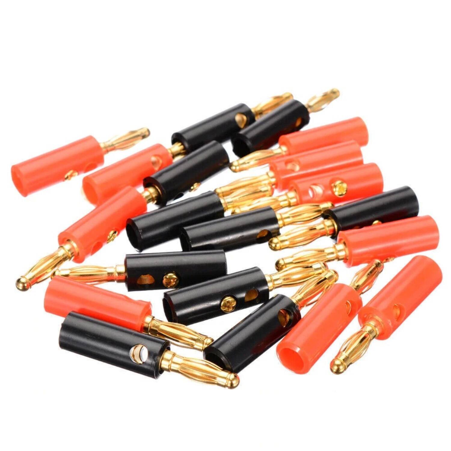 Angle. Stock Preferred - 40PCS 4mm Gold Plated Banana Plugs Audio Jack Speaker Wire Cable Screw Connectors - Black, Red.