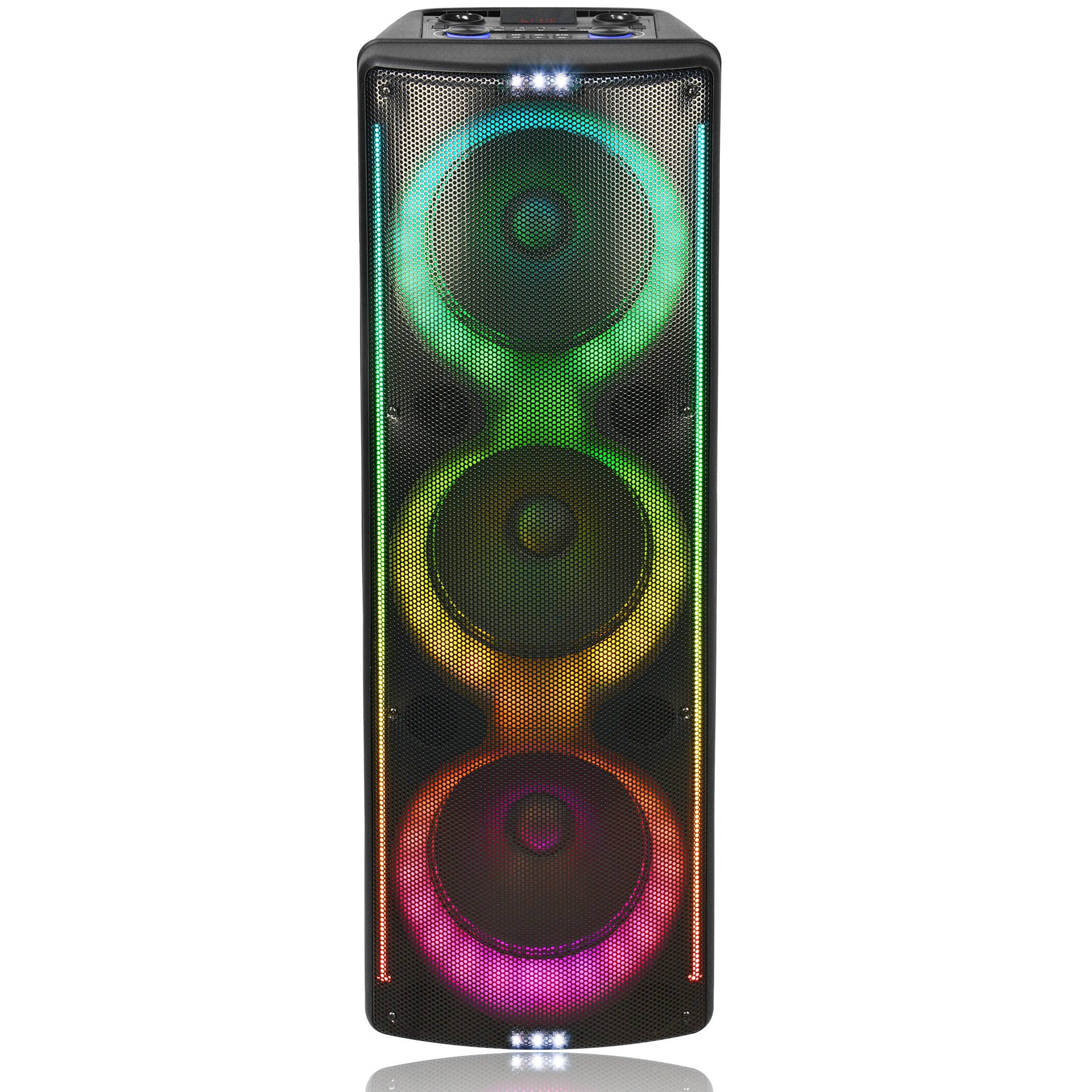 Front. TopTech - AL-310, 3x10" Bluetooth Speaker with Disco Lights & 6 Inputs for Home/Outdoor - Black.