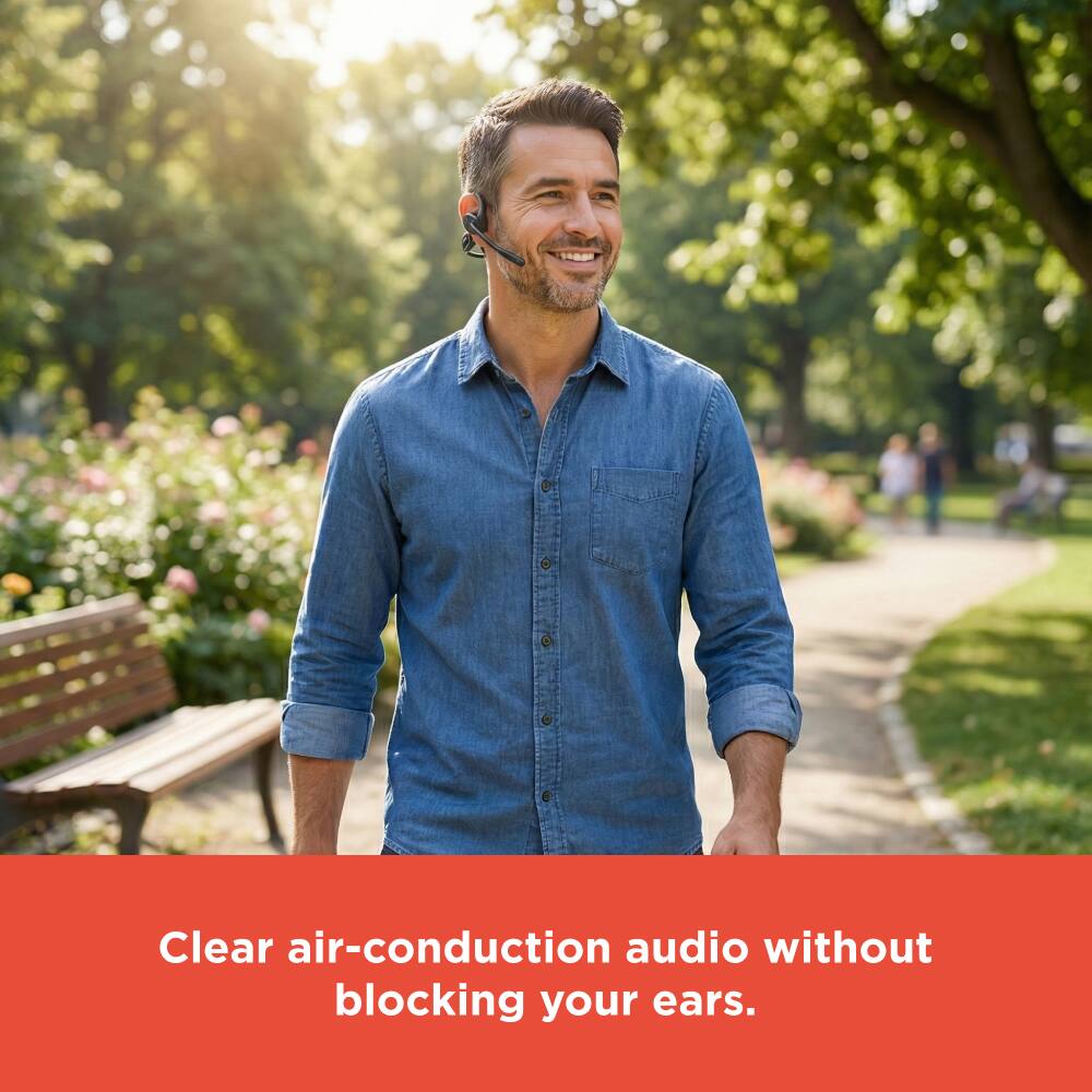 Clear air-conduction audio without blocking your ears.