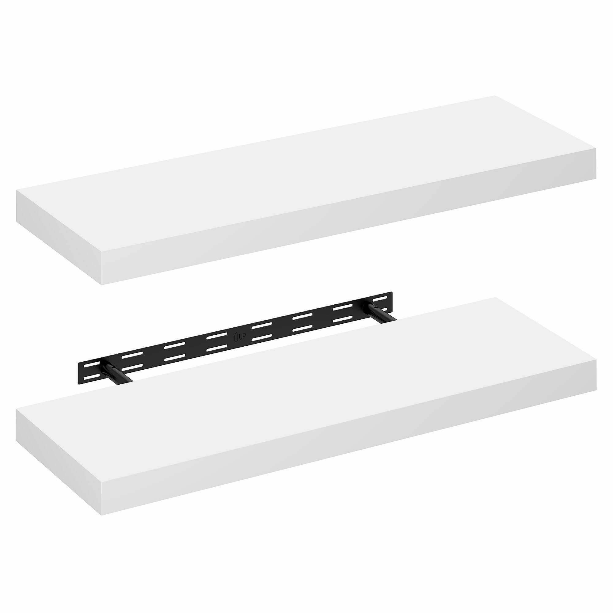 Alt View 3. Furinno - TANNA Floating Shelves for Wall Set of 2, Wall Mounted Shelf with Invisible Bracket, 12 x 35 Wall Shelf, 2-in Thick - White.