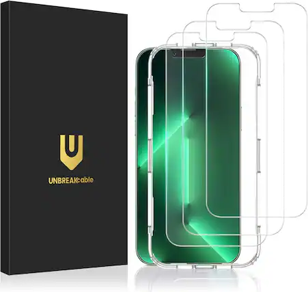 Front. UNBREAKcable - 3-Pack Screen Protector Tempered Glass for iPhone 13 Pro Max/14 Plus - Clear.