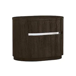 Manhattan Lane - Cary Nightstand with Storage, Walnut , Steel Handle, 28 Inch - Brown, Chrome