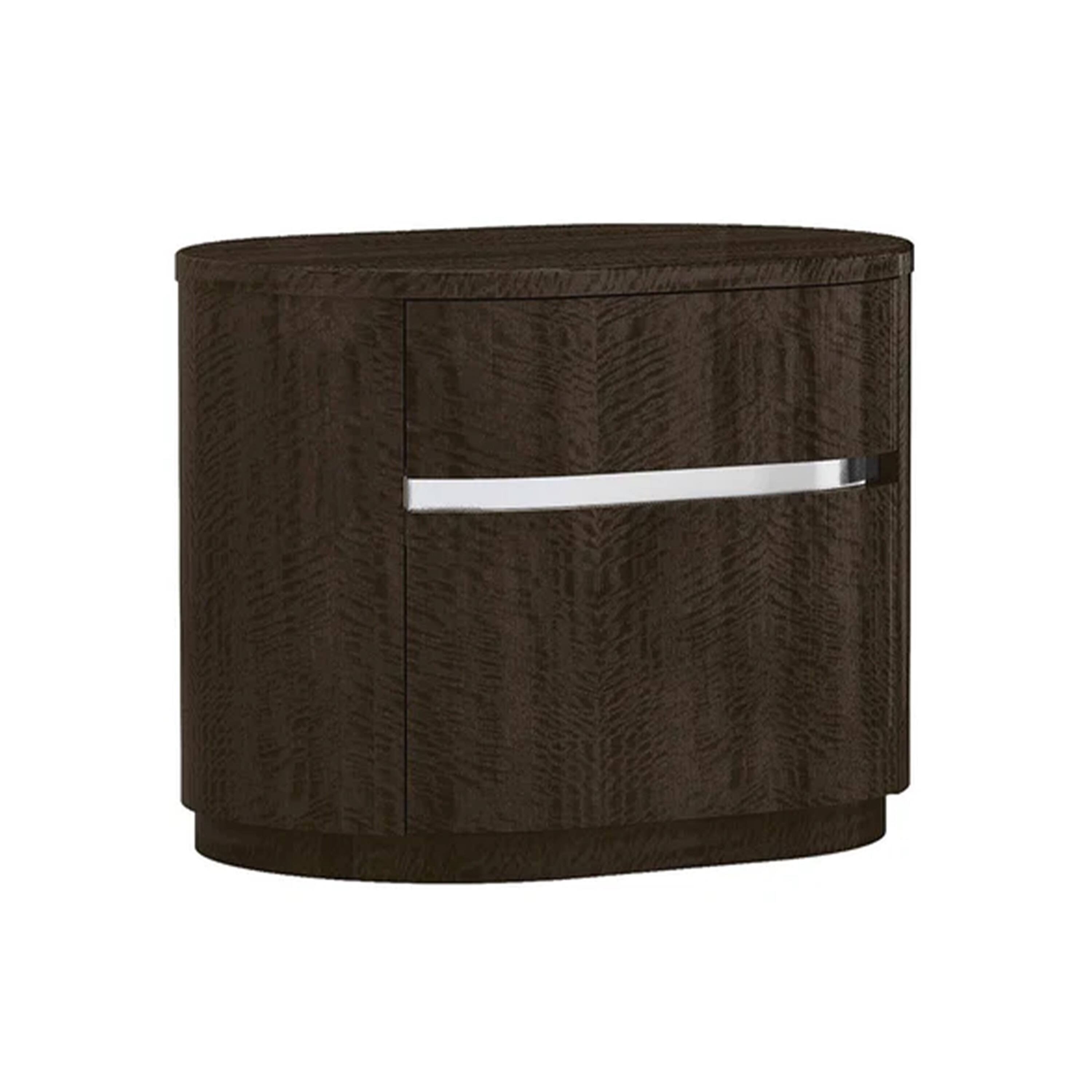 Front. Manhattan Lane - Cary Nightstand with Storage,  Walnut , Steel Handle, 28 Inch - Brown, Chrome.