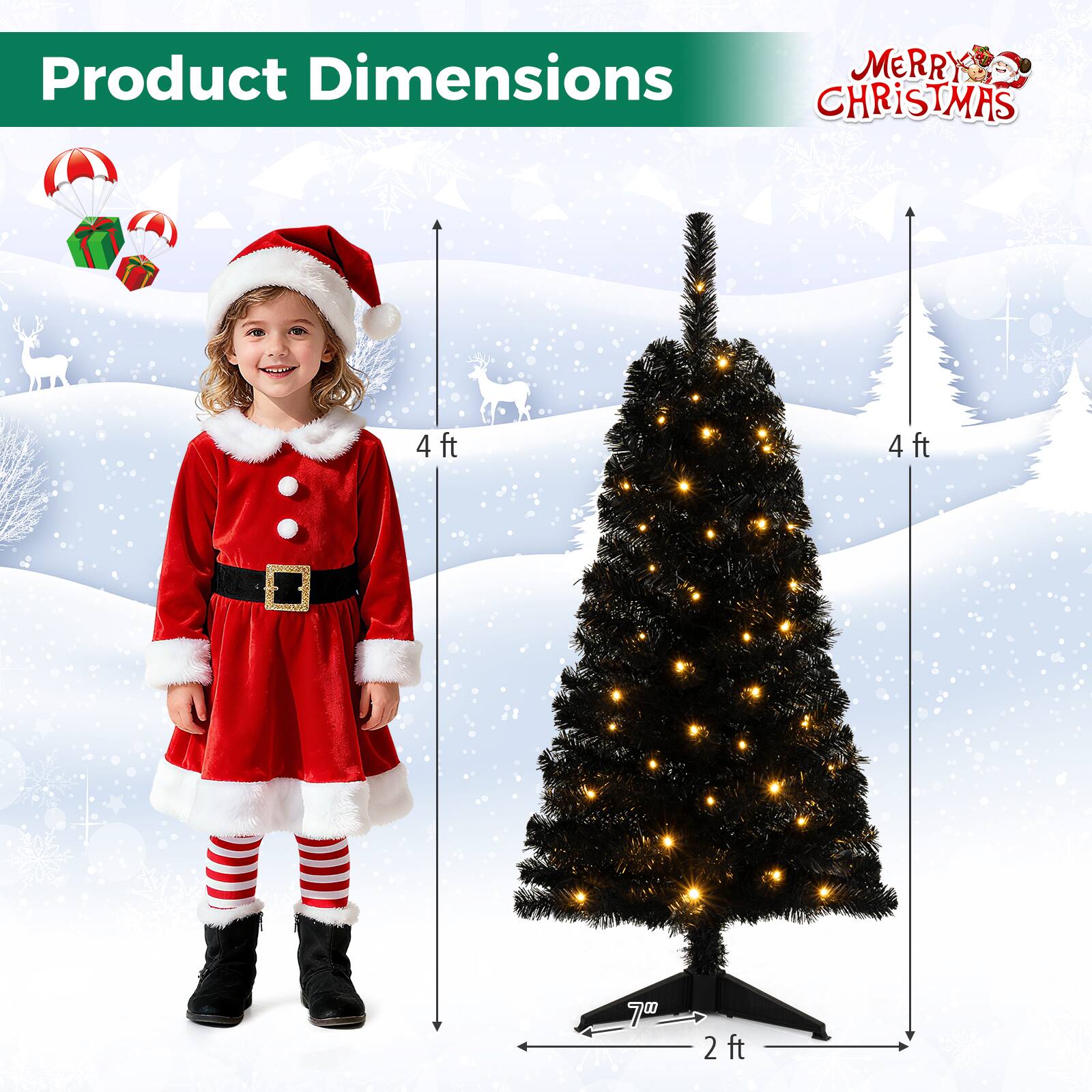 Product Dimensions  
MERRY CHRISTMAS  
4ft  
4ft  
7"  
2ft
