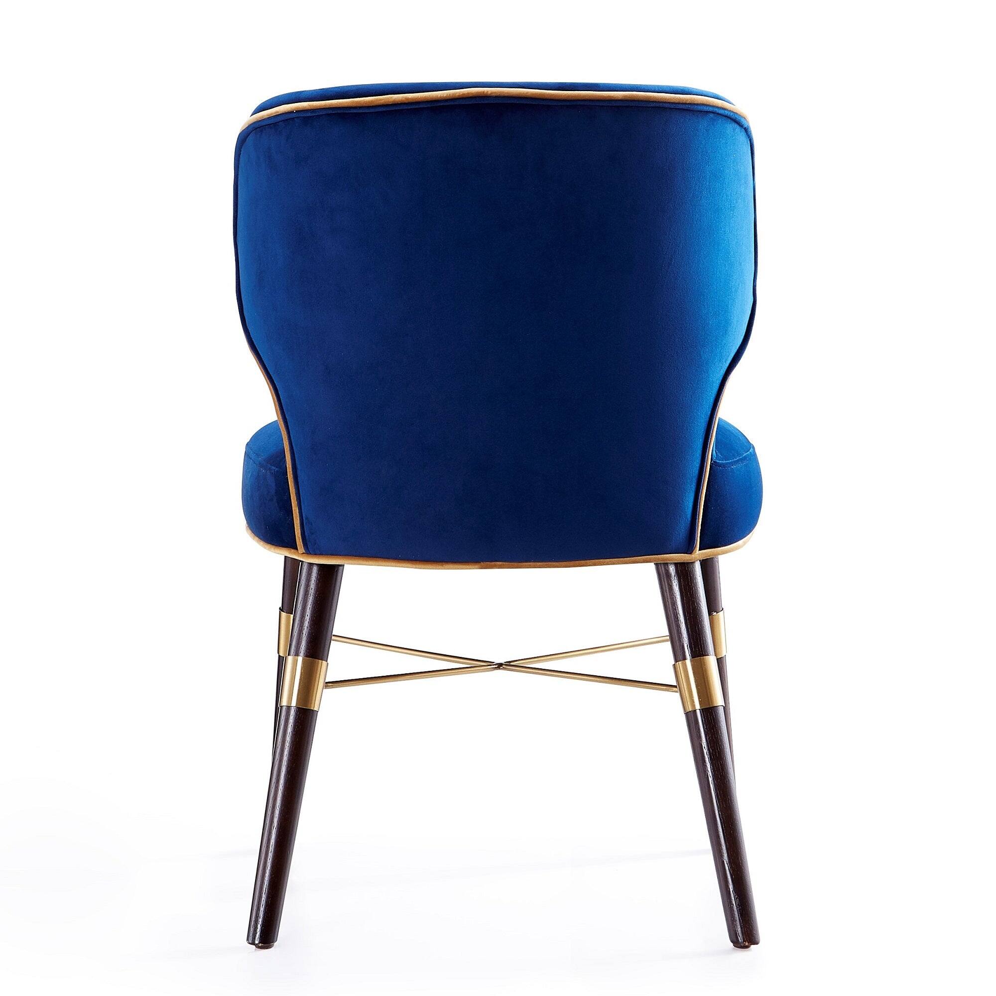 Alt View 4. Manhattan Comfort - Strine Modern Wood Upholstered Dining Chair - Set of 2 - Blue and Gold.