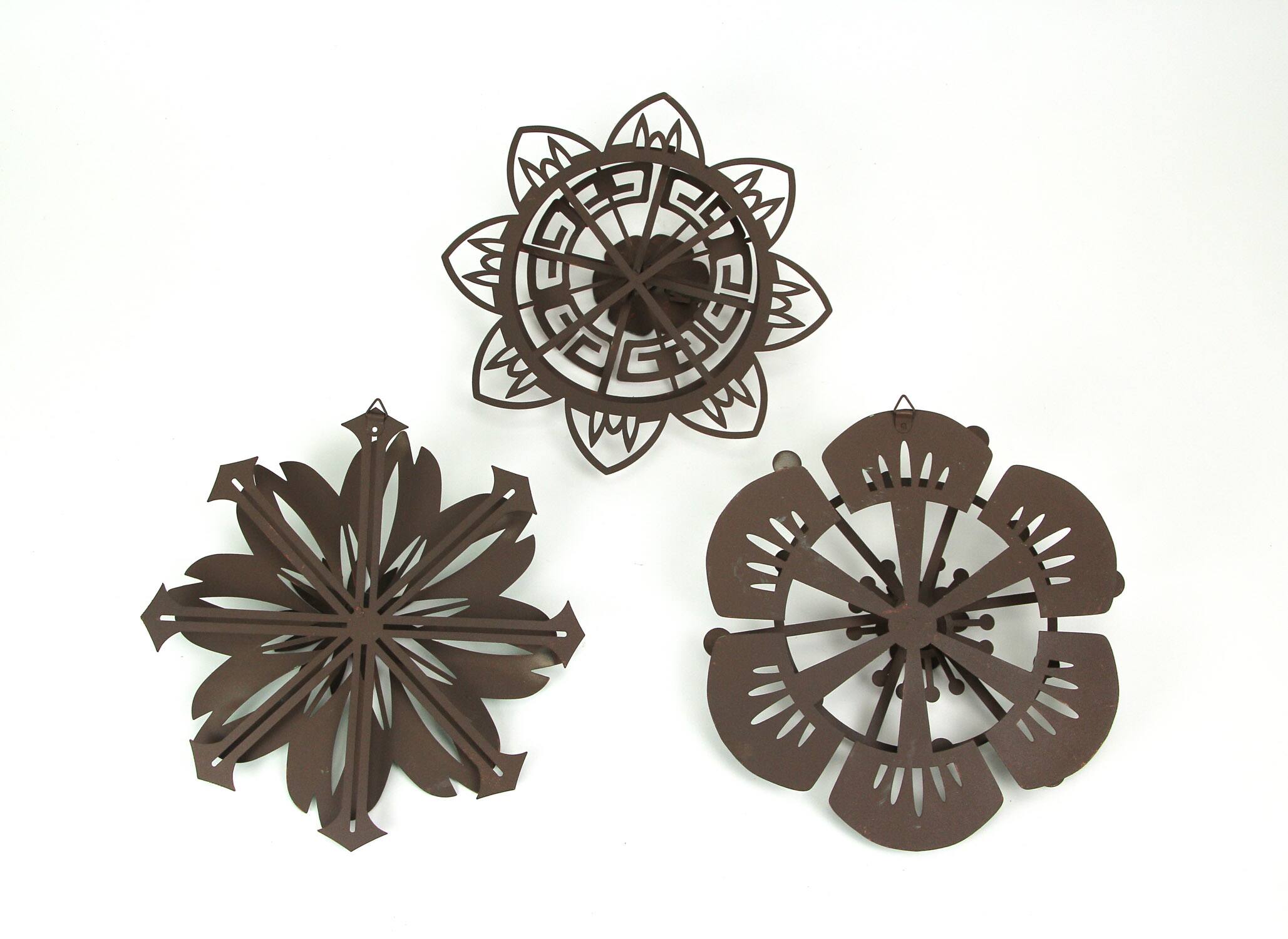 Alt View 3. Transpac - Set of 3 Metal Flower Wall Art Copper Verdigris Hanging Decor Floral Sculpture - Multicolored.