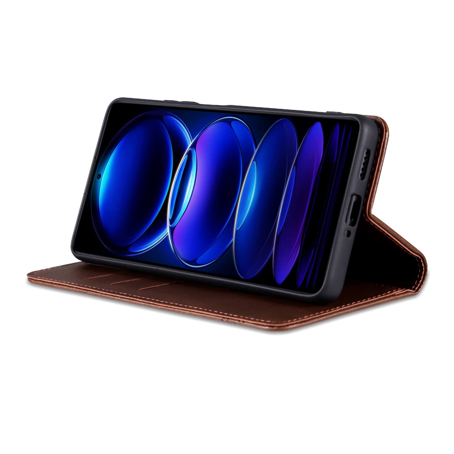 Back. Dteck - PU Leather Flip Wallet Case for Samsung Galaxy A07,Magnetic Closure Card Slots Kickstand Cover,Shock-Absorbing TPU Cover - Brown.