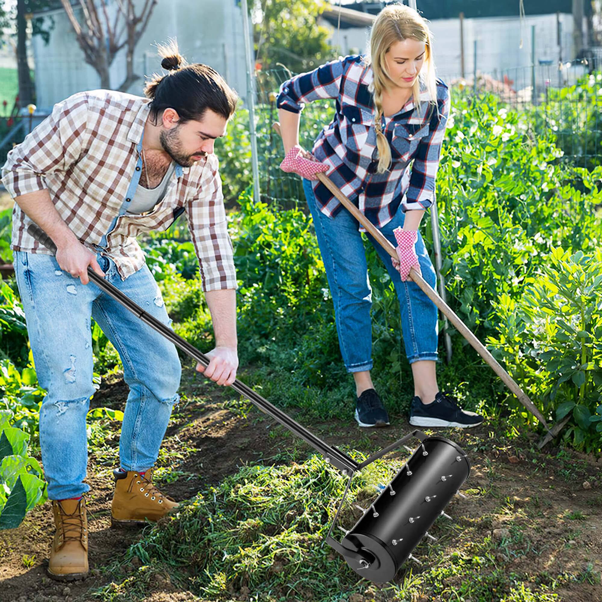 Alt View 3. Costway - Costway 18" Manual Lawn Aerator Grass Aeration Tool Filled with Sand or Stone with Handle - Black.