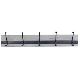 AmeriHome - 28" Mango Wood Coat Hanger with Iron Hooks - Light Wood, Black