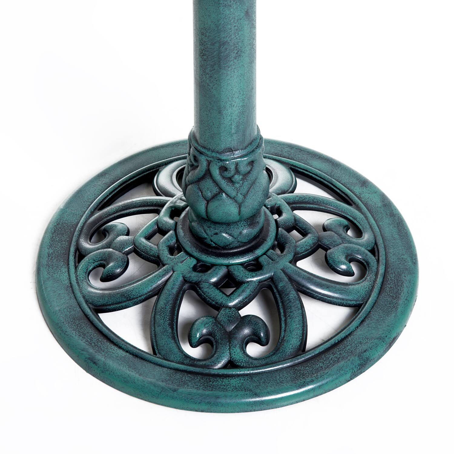 Alt View 8. Outsunny - 28'' Bird Bath Outdoor Resin Decor with Fleur De Lis Pattern, Time-Worn Finish - Verdigris (Green).