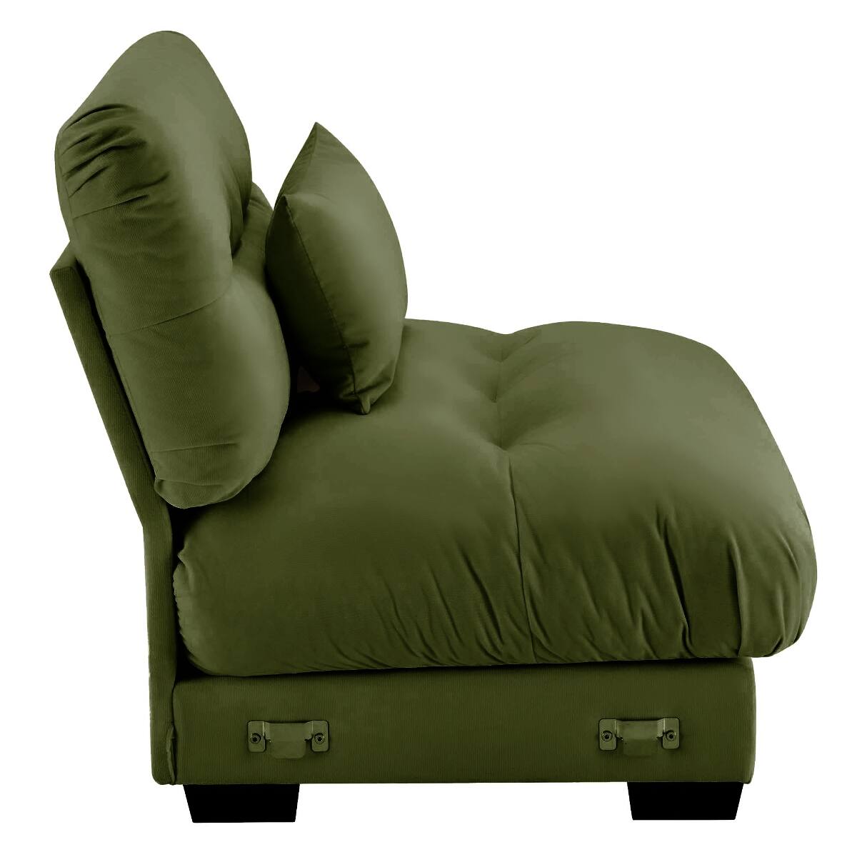 Angle. Ropilly - Ropilly Olive Green Velvet Armless Sofa, Single Seat Accent Sofa with Pillow - Olive Green.