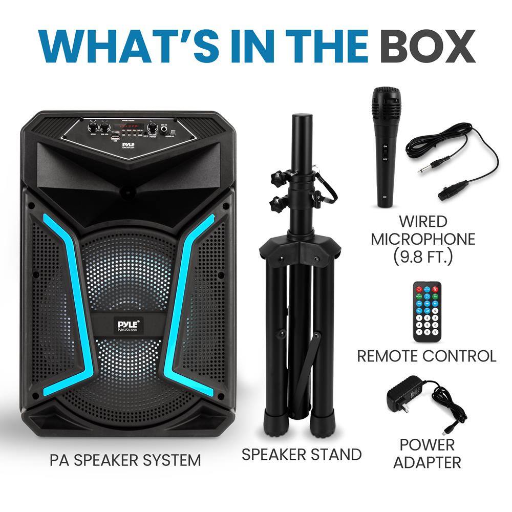 WHAT'S IN THE BOX

PA SPEAKER SYSTEM

SPEAKER STAND

WIRELESS MICROPHONE (9.8 FT.)

REMOTE CONTROL

POWER ADAPTER