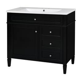 Boyel Living - 36 Inch Modern Bathroom Vanity with Resin Sink Two Drawers Tip Out - Black