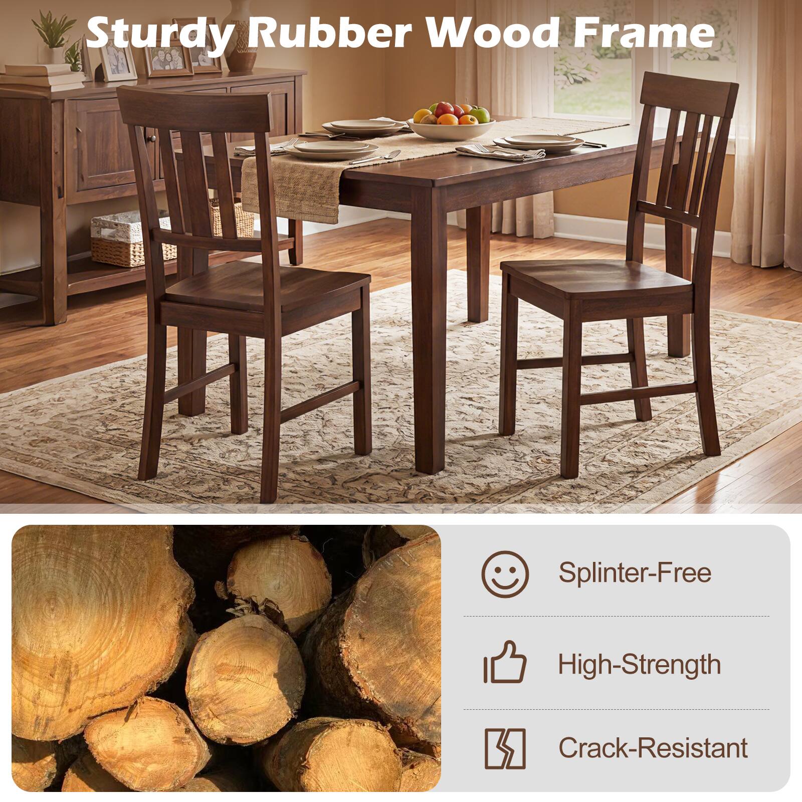 Sturdy Rubber Wood Frame

- Splinter-Free
- High-Strength
- Crack-Resistant