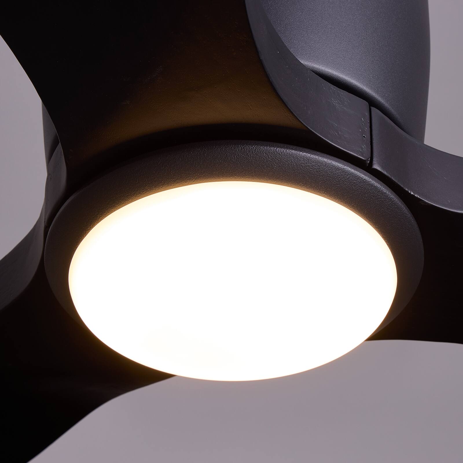 Alt View 7. Siljoy - 52 Inch Matte Black Low Profile Flush Mount Ceiling Fan With LED Light 3 Solid Wood Blades For Bedroom Living Room - Matte Black.