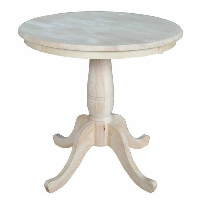 SlickBlue - Solid Wood Round Dining Table with Elegant Pedestal Support - Light Brown