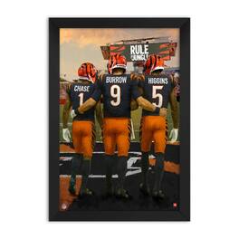Sporticulture - Joe Burrow, Tee Higgins & Ja'Marr Chase Cincinnati Bengals Framed Three-Player Art Print - Orange