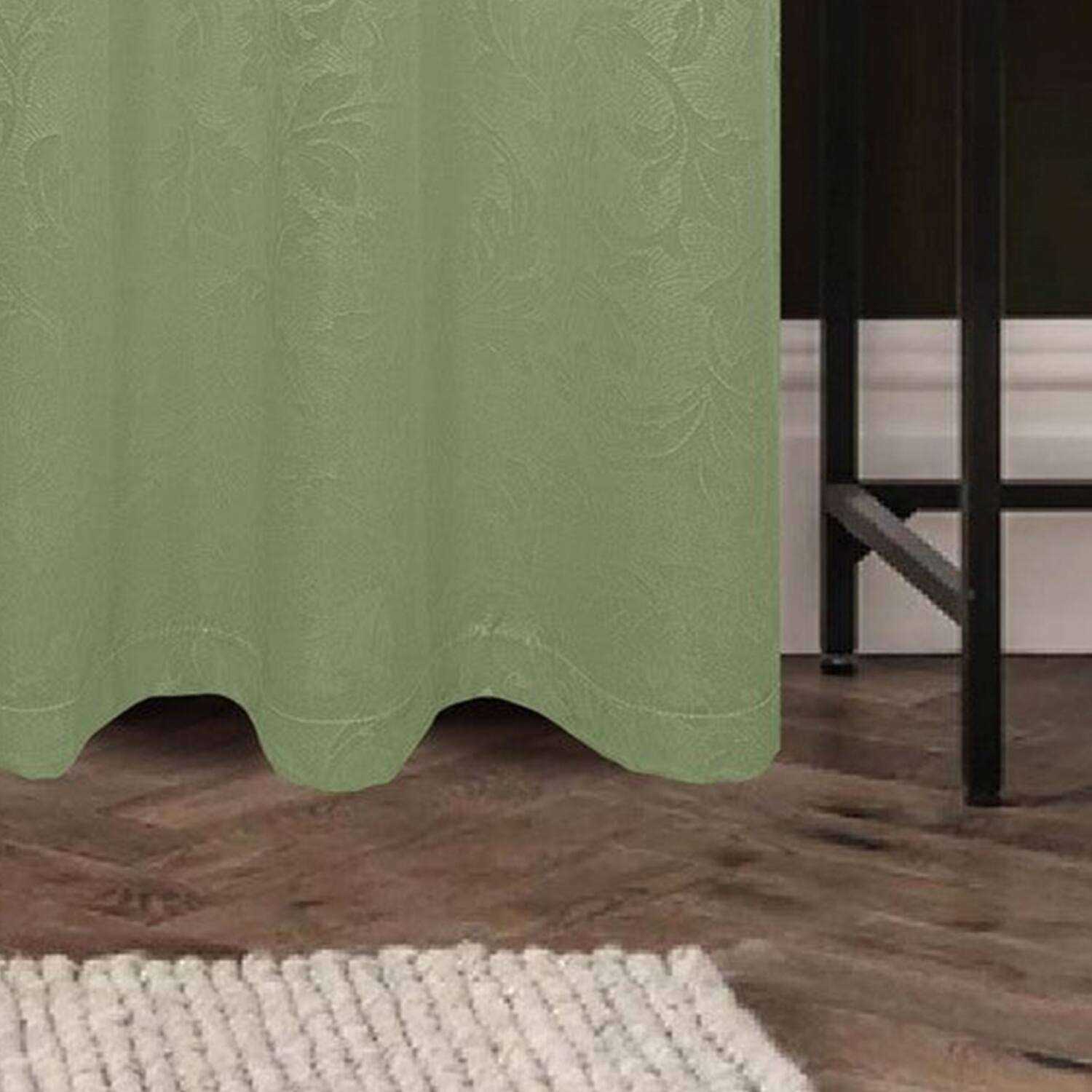 Alt View 2. Olivia Gray - Olivia Gray 100% Polyester 200 GSM Dyson Embossed Blackout Grommet Curtain Panel 54" x 90" Sage - Sage.