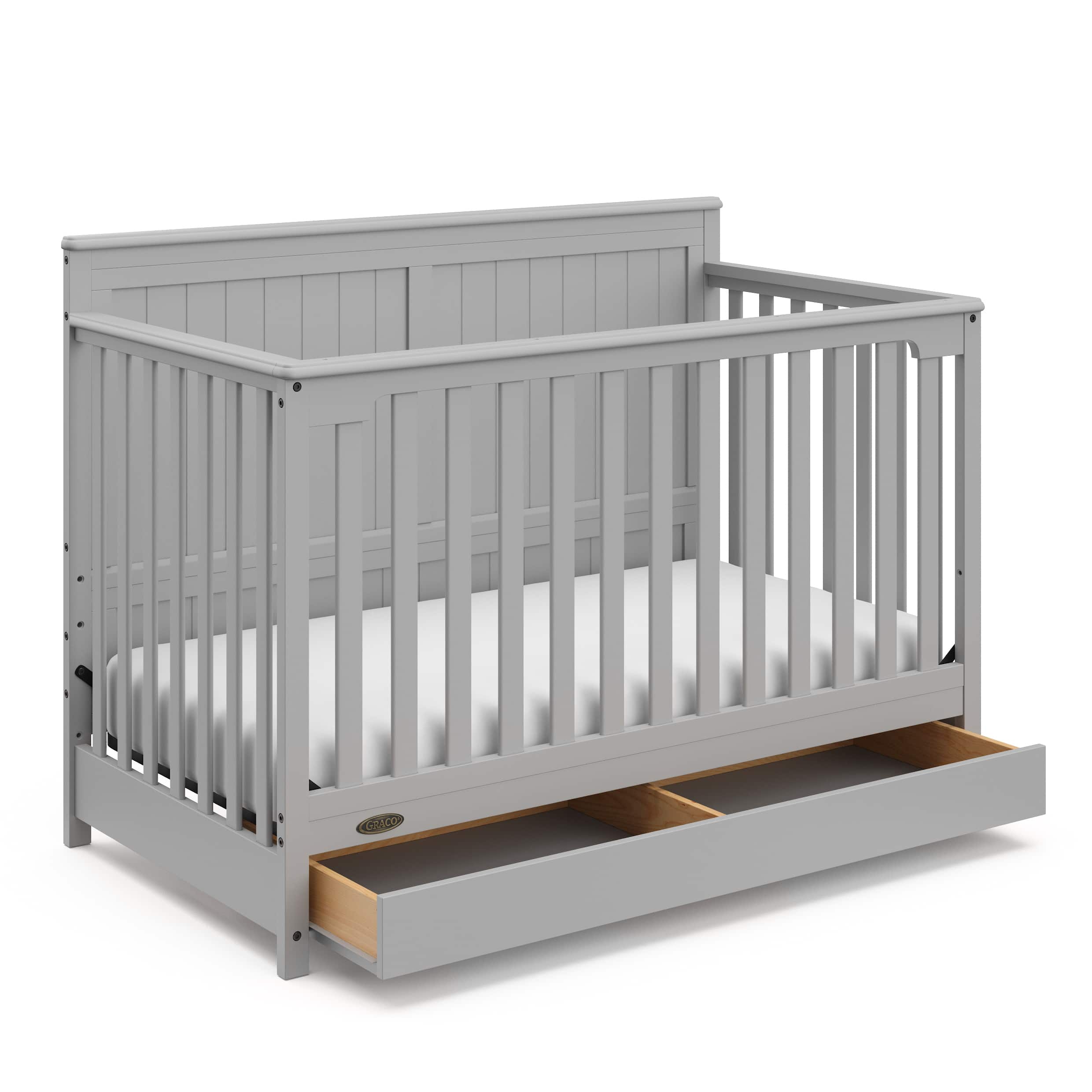 Customer Reviews Graco Hadley 5 in 1 Convertible Crib with Drawer Pebble Gray 04521 70F Best Buy