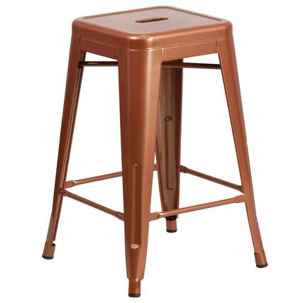 Front. Flash Furniture - Kai Commercial Grade 24" High Backless Copper Indoor-Outdoor Counter Height Stool - Brown.