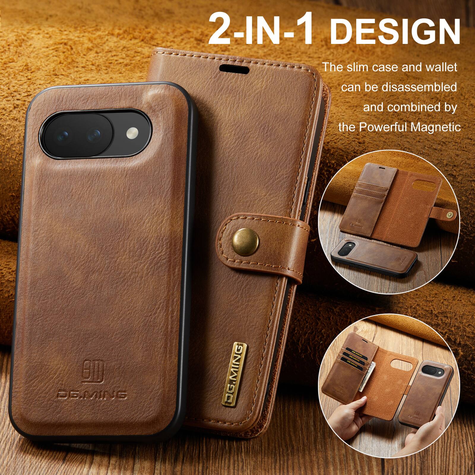 2-IN-1 DESIGN  
The slim case and wallet can be disassembled and combined by the Powerful Magnetic