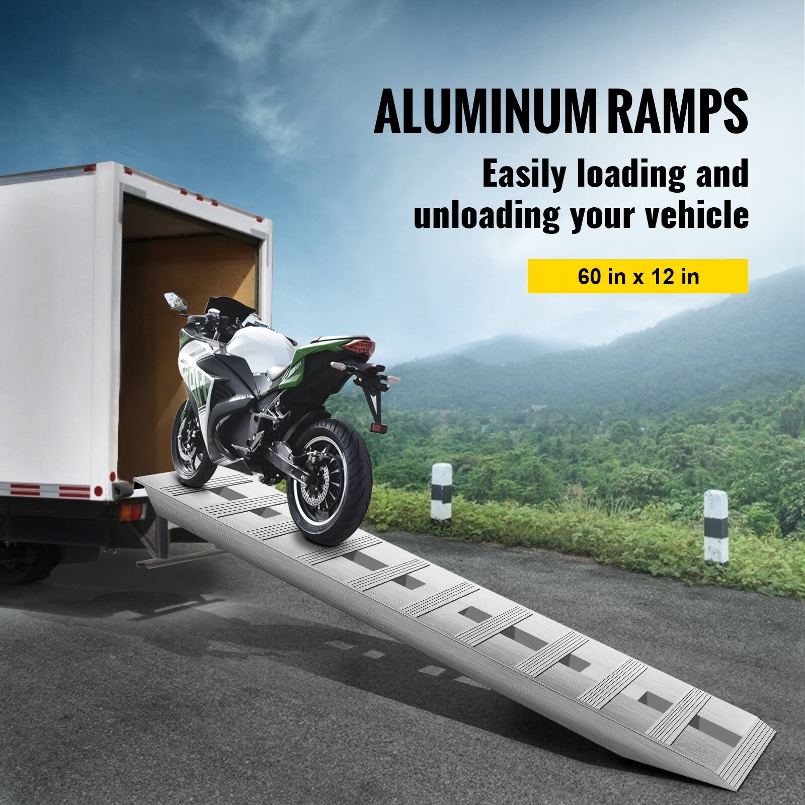 ALUMINUM RAMPSEasily loading and unloading your vehicle60 in X 12 in

ALUMINUM RAMPSEasily loading and unloading your vehicle60 in x 12 in