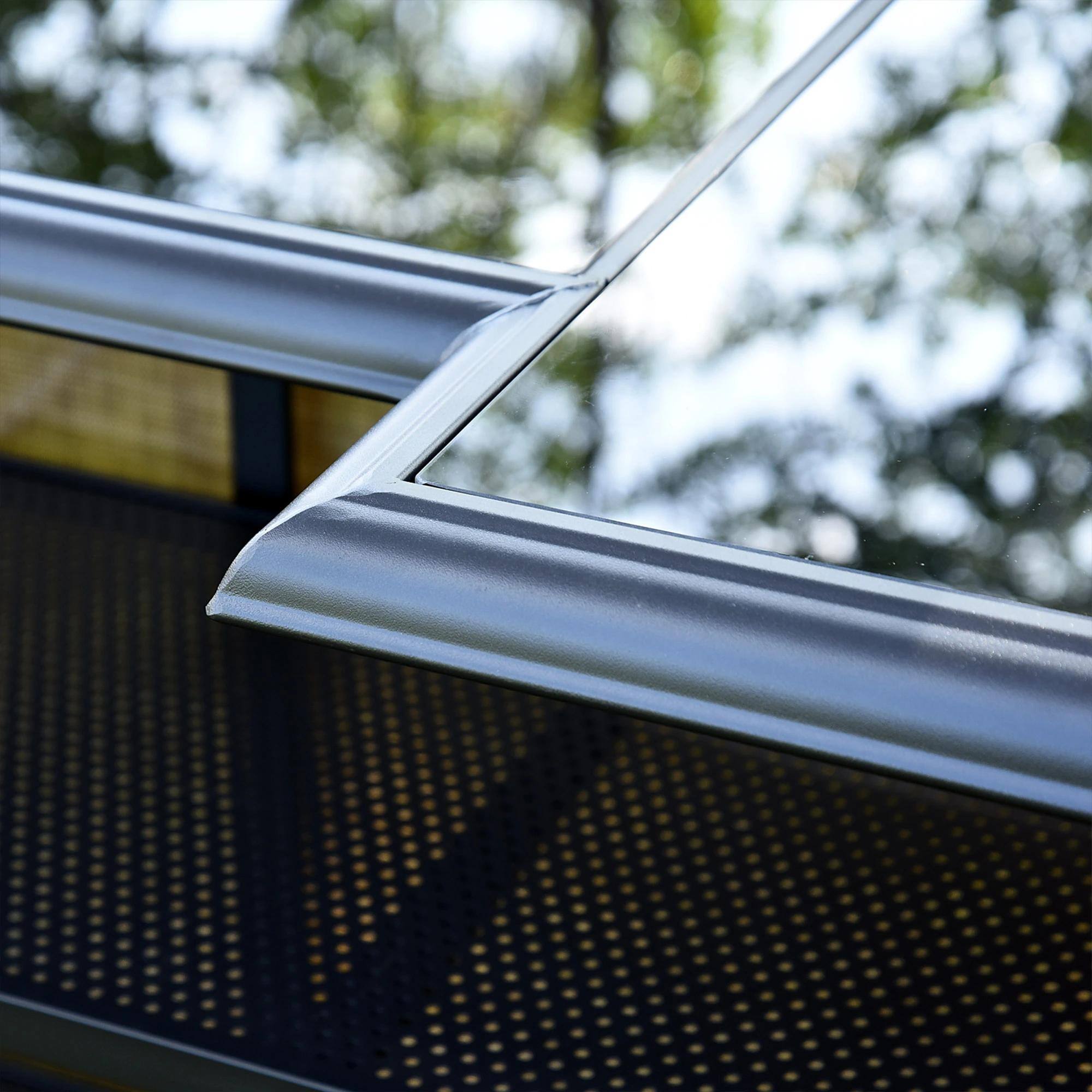 Alt View 1. Resenkos - Resenkos 3 Pieces Outdoor Bar Set, Tempered Glass, Two Mesh Cloth Chairs, A Mesh Cloth Canopy, Beige and Black - Beige and Black.