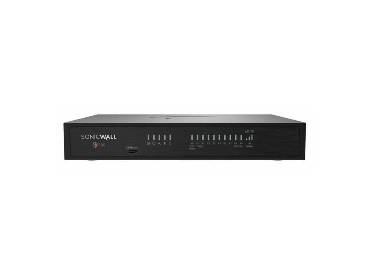 SonicWall - TZ580 Firewall (Gen 8), w/ Secure Upgrade Plus (2-Year Advanced Protection Security Suite) | 03-SSC-7460 - Black