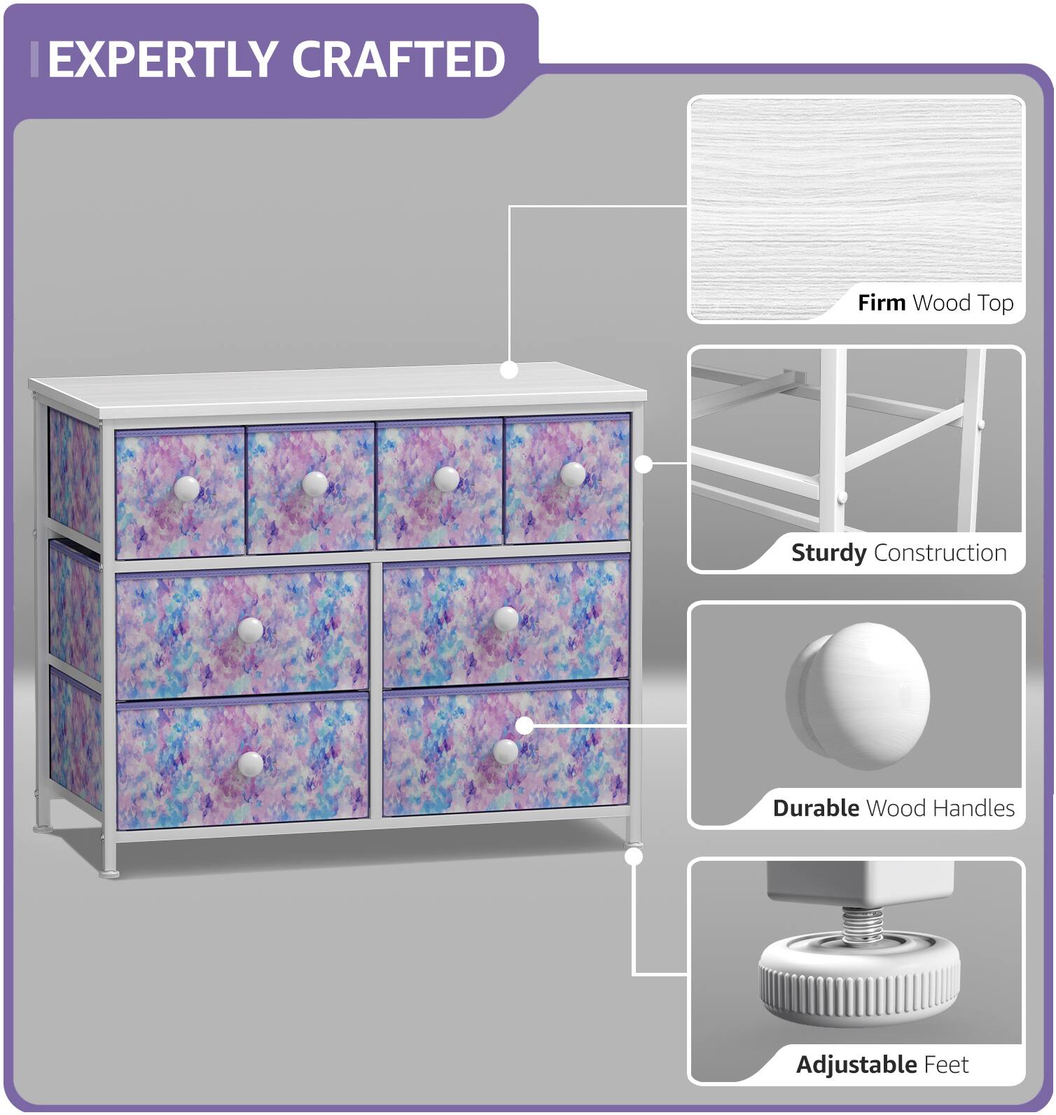 EXPERTLY CRAFTED

- Firm Wood Top
- Sturdy Construction
- Durable Wood Handles
- Adjustable Feet