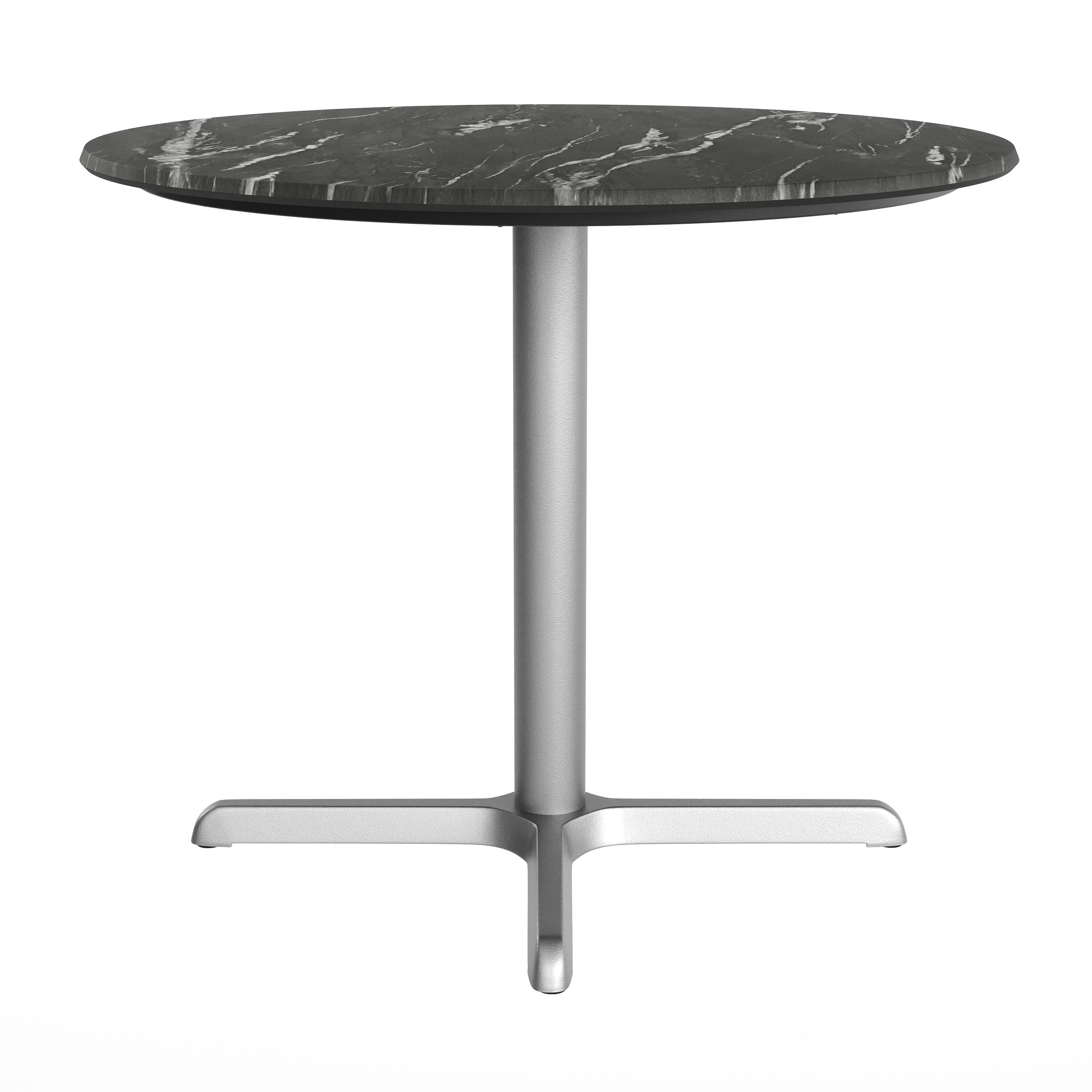 Alt View 7. Emma + Oliver - PureShield Indoor Outdoor Tabletop with Seam-Free Surface Innovation and Cast Iron Bistro Table Base - Black Faux Marble/Silver Base.