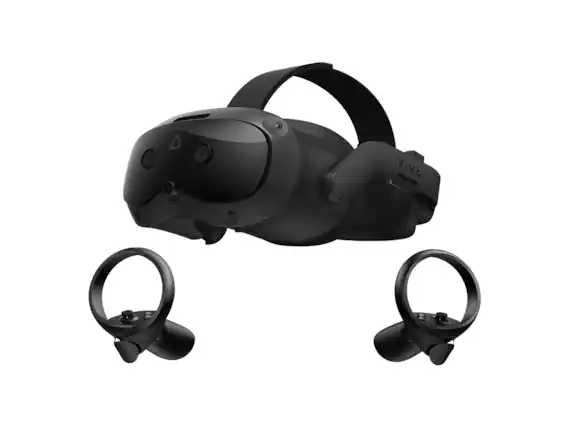 Front. HTC - HTC Vive Focus Vision — Mixed Reality and PC VR Headset + Controllers — Business Edition - Black.