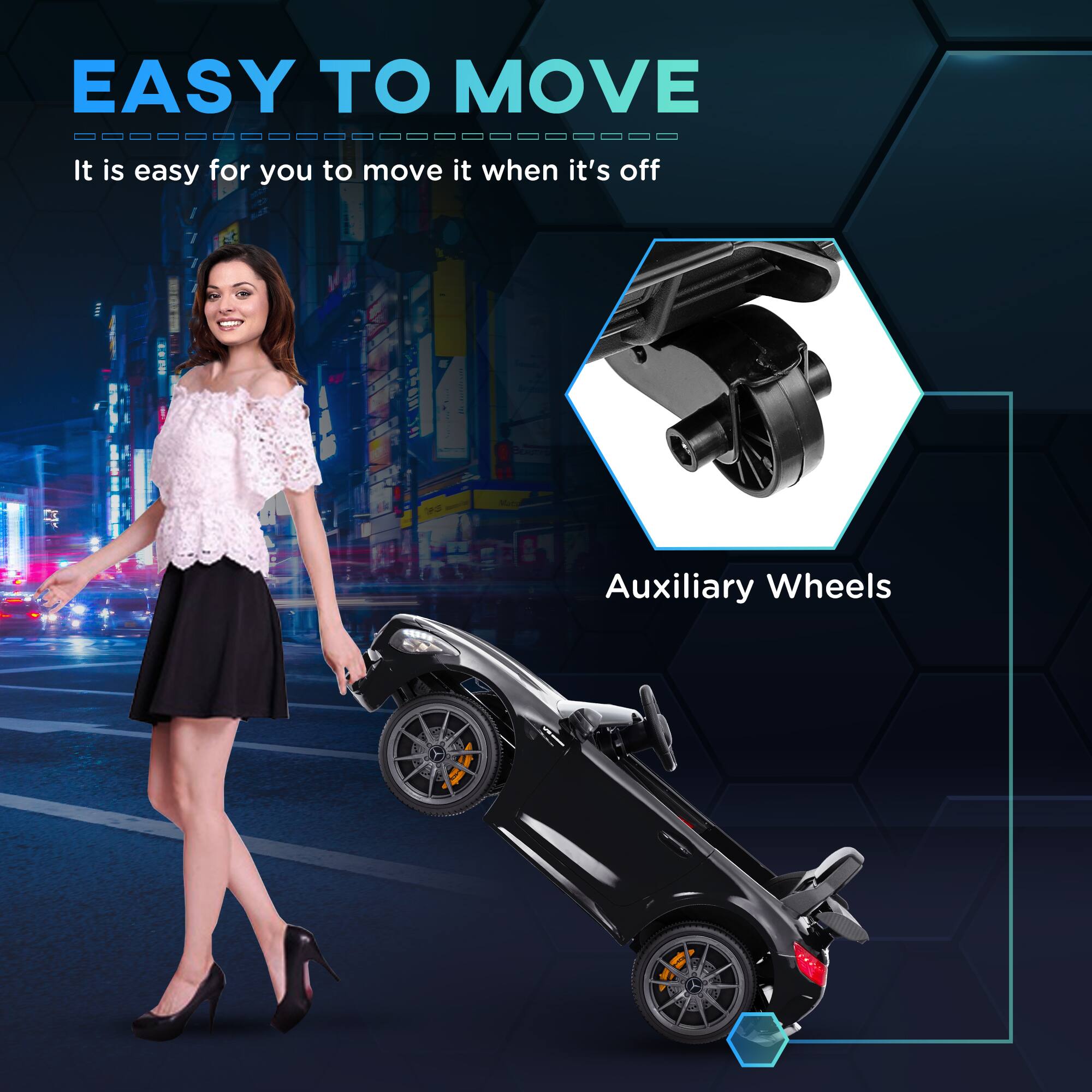 EASY TO MOVE
It is easy for you to move it when it's off
Auxiliary Wheels