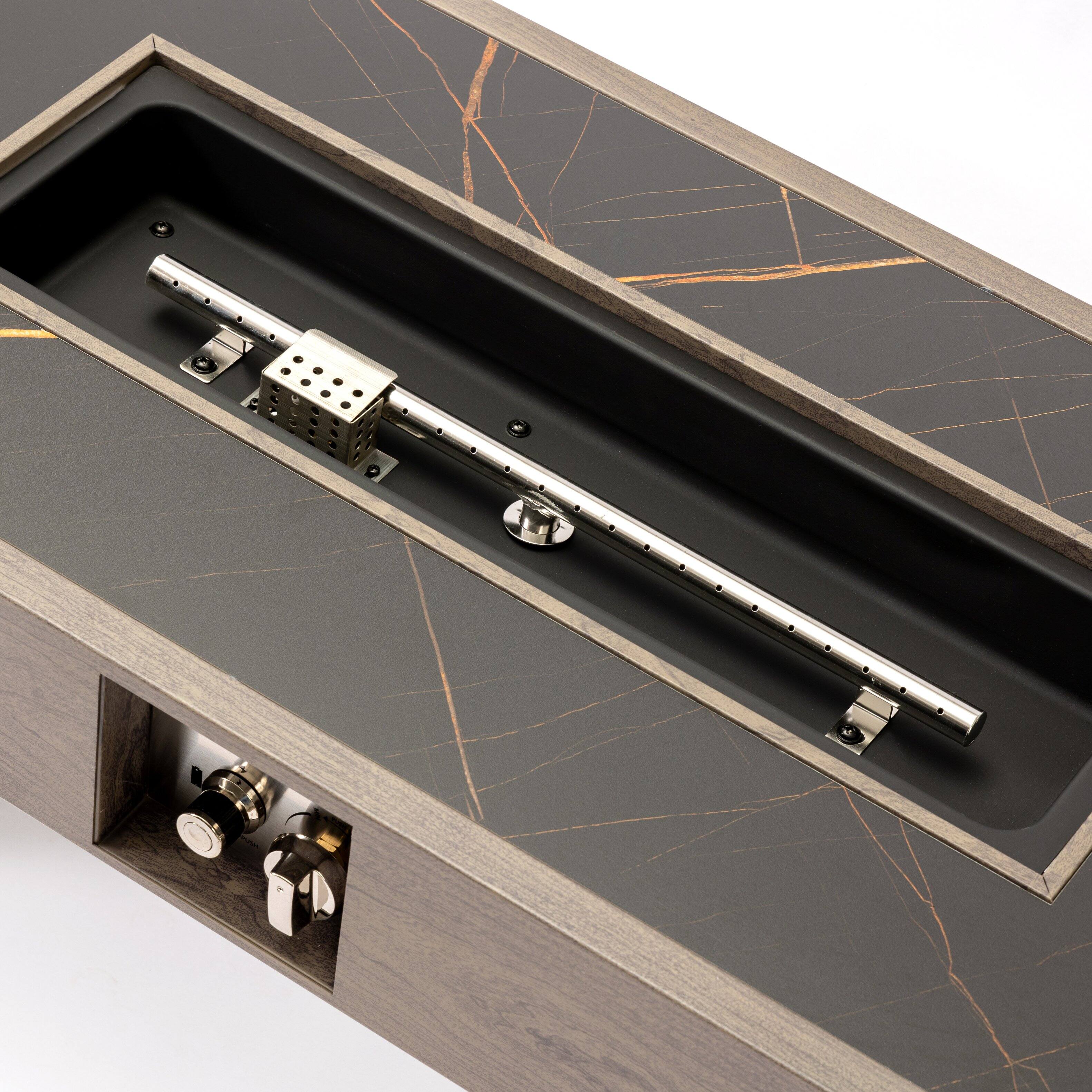 Alt View 4. PexFix - 42" Propane Fire Pit Table, 50,000 BTU Outdoor Heater with Wood Finish & Cover for Patio & Backyard - Grey.