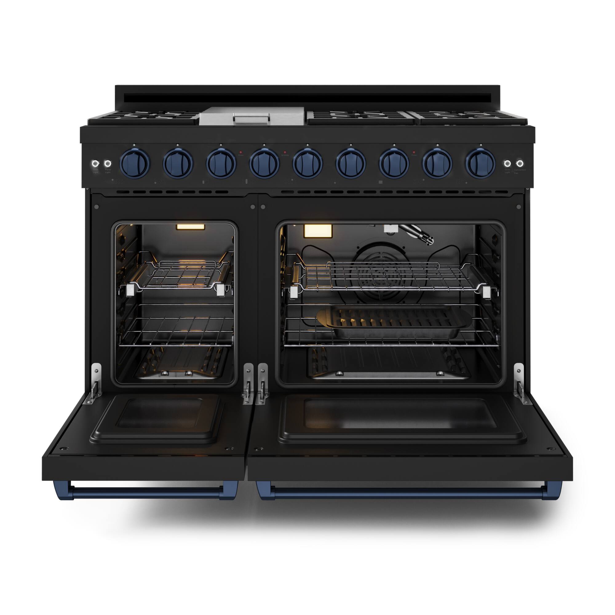 Alt View 12. Thor Kitchen - Gordon Ramsay Series by Thor Kitchen 6.8 Cu. Ft Freestanding Liquid Propane Gas Range with Navy Blue Hardware - Black.