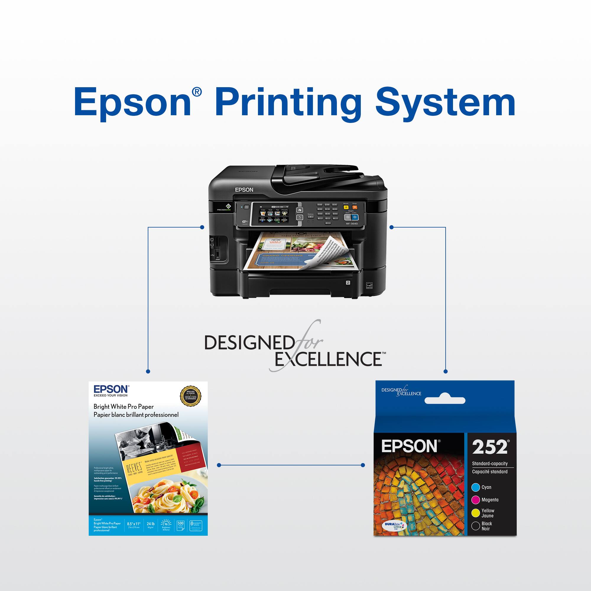 The text on the image reads: "Epson Printing System Designed for Excellence."