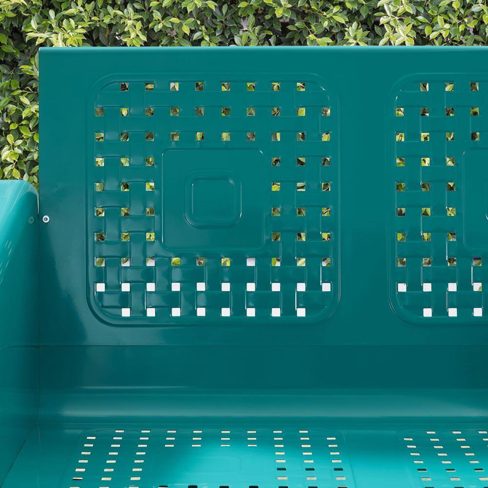 Alt View 4. Crosley Furniture - Bates Retro Outdoor Loveseat Glider - Turquoise Gloss.