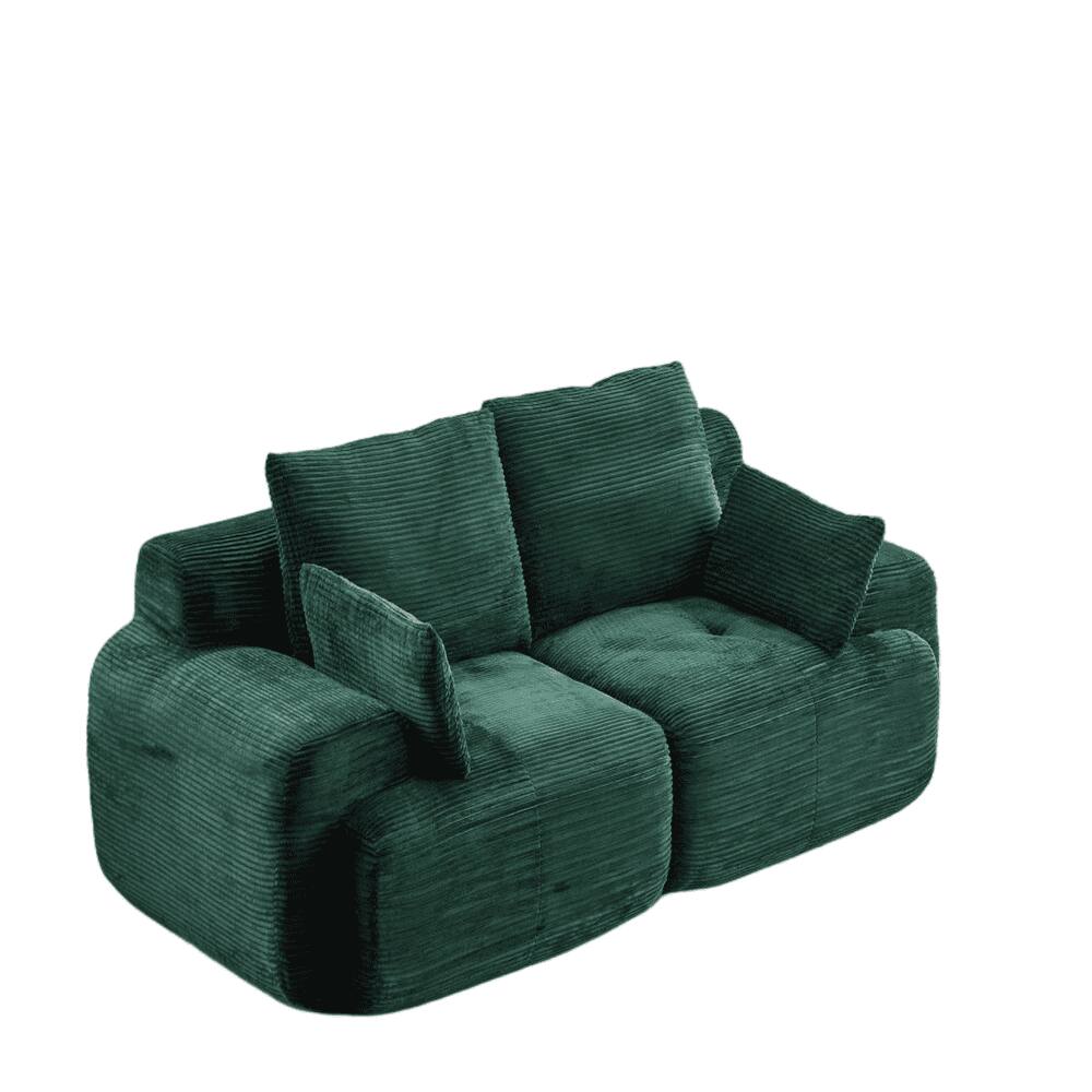 Alt View 8. Kadyn - Modern Memory Foam Compressed Sofa, 2-Seater Pet-Friendly Sectional Couches, Corduroy Fabric, Green - Green.