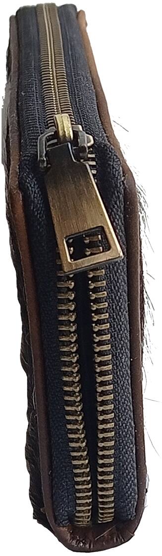 Alt View 2. ESS - eSS Real Cowhide Leather Clutch Wallet for Women - Zipper Western Purse  - 8 credit cards - Black/White Combination.