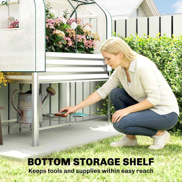 BOTTOM STORAGE SHELF  
Keeps tools and supplies within easy reach