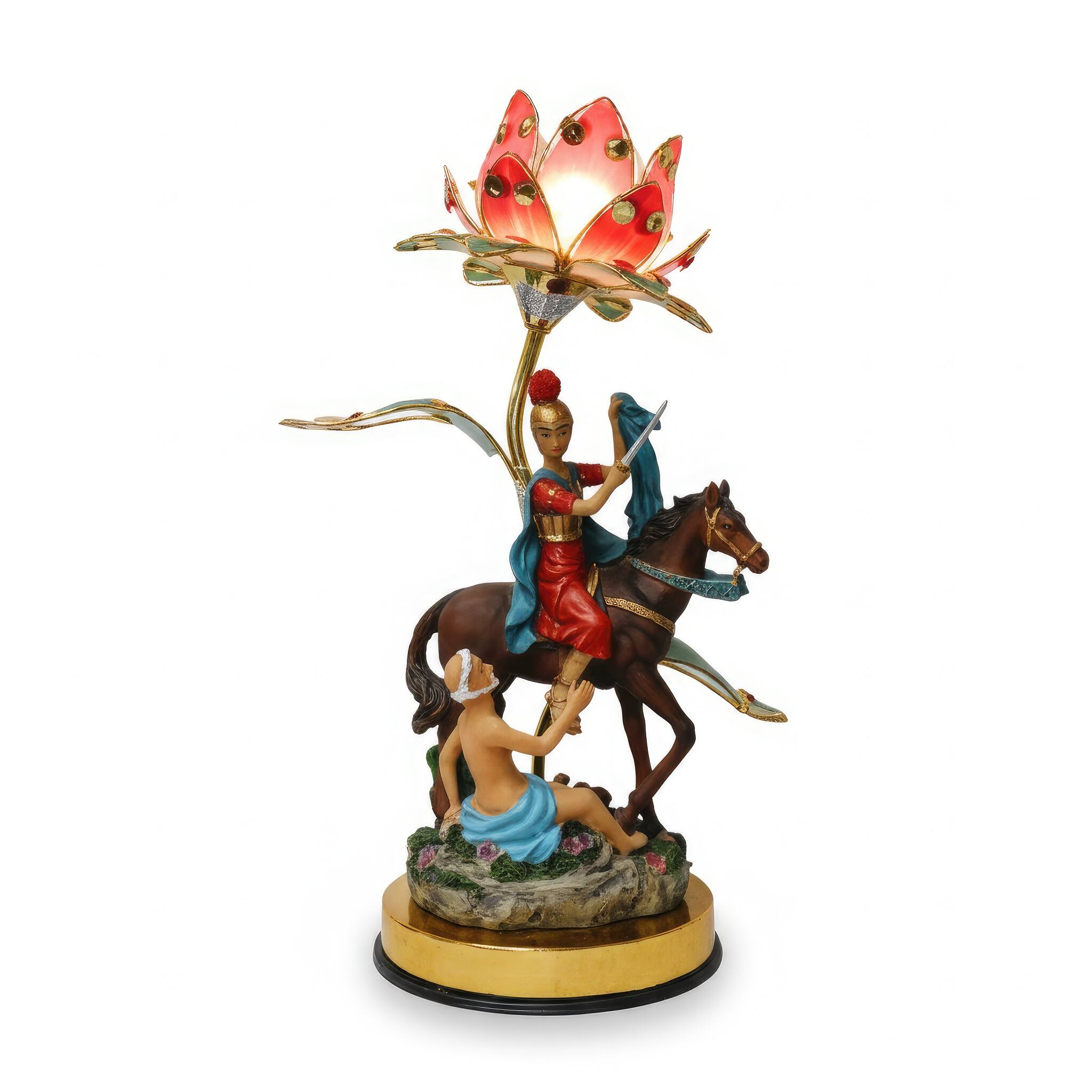 Angle. FC Design - 16"H Multicolor San Martin Figurine with Floral Accents Touch Lamp.