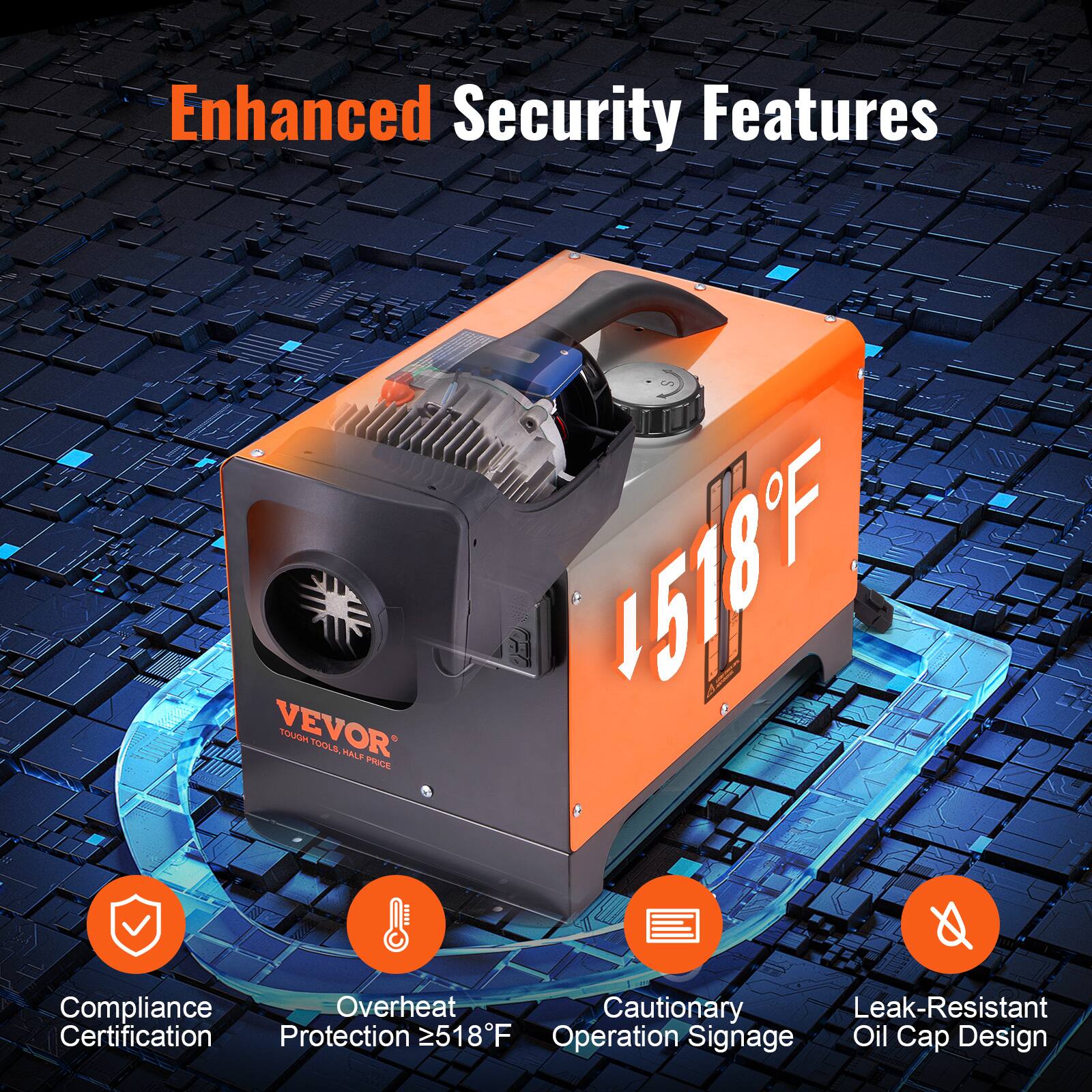 Enhanced Security Features

VEVOR TOUGH TOOLS, HALF PRICE 1518F

Compliance Overheat Cautionary Leak-Resistant Certification Protection 518F Operation Signage Oil Cap Design