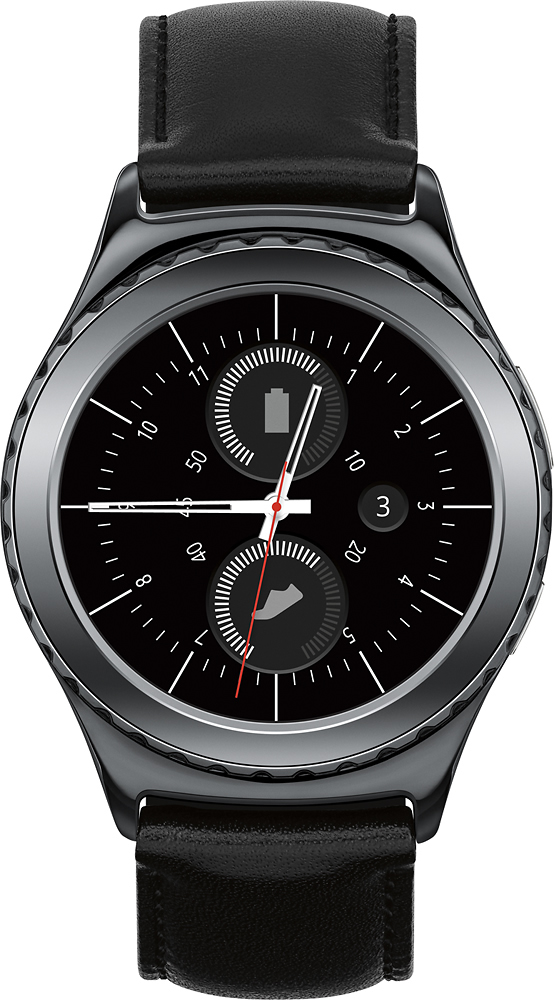 grinende omhyggeligt sofa Samsung Gear S2 Classic Smartwatch 40mm Stainless Steel Black Leather  SM-R7320ZKAXAR - Best Buy