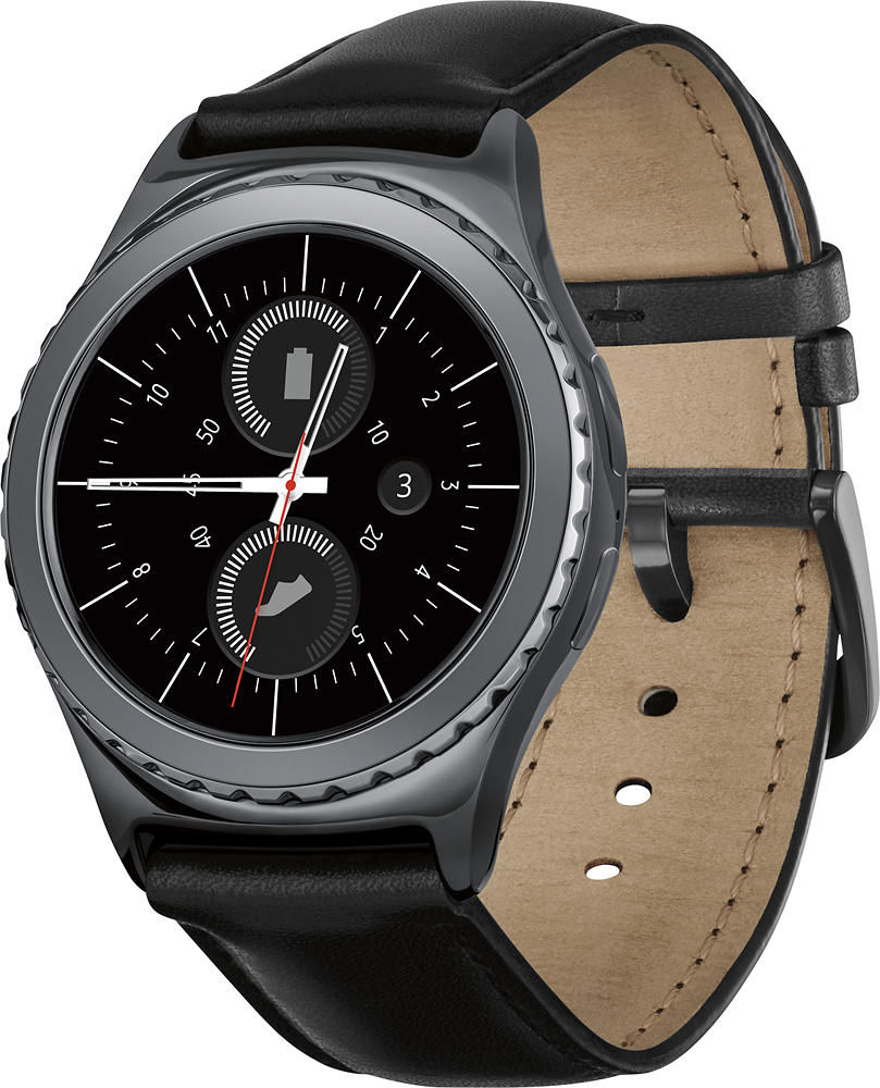 Mysterieus Tapijt opstelling Best Buy: Samsung Gear S2 Classic Smartwatch 40mm Stainless Steel Black  Leather SM-R7320ZKAXAR