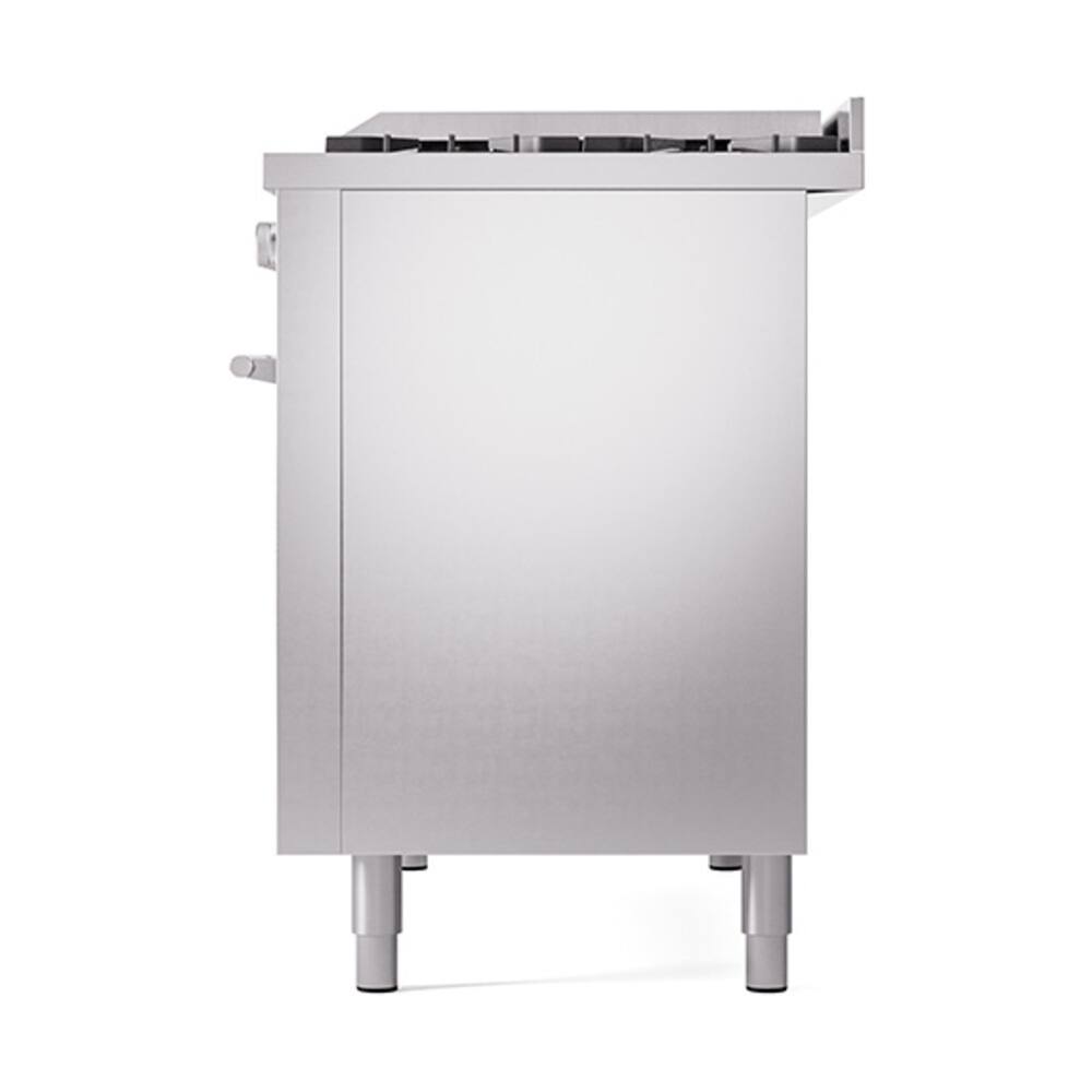 Alt View 4. ILVE - ILVE Professional Plus II Series 48 in. Dual Fuel Range with 8 Sealed Burners + Griddle (Natural Gas, Satin Trim) - Stainless Steel.