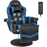 Costway - Massage Gaming Chair with Recline and Cup Holder - Blue + Black