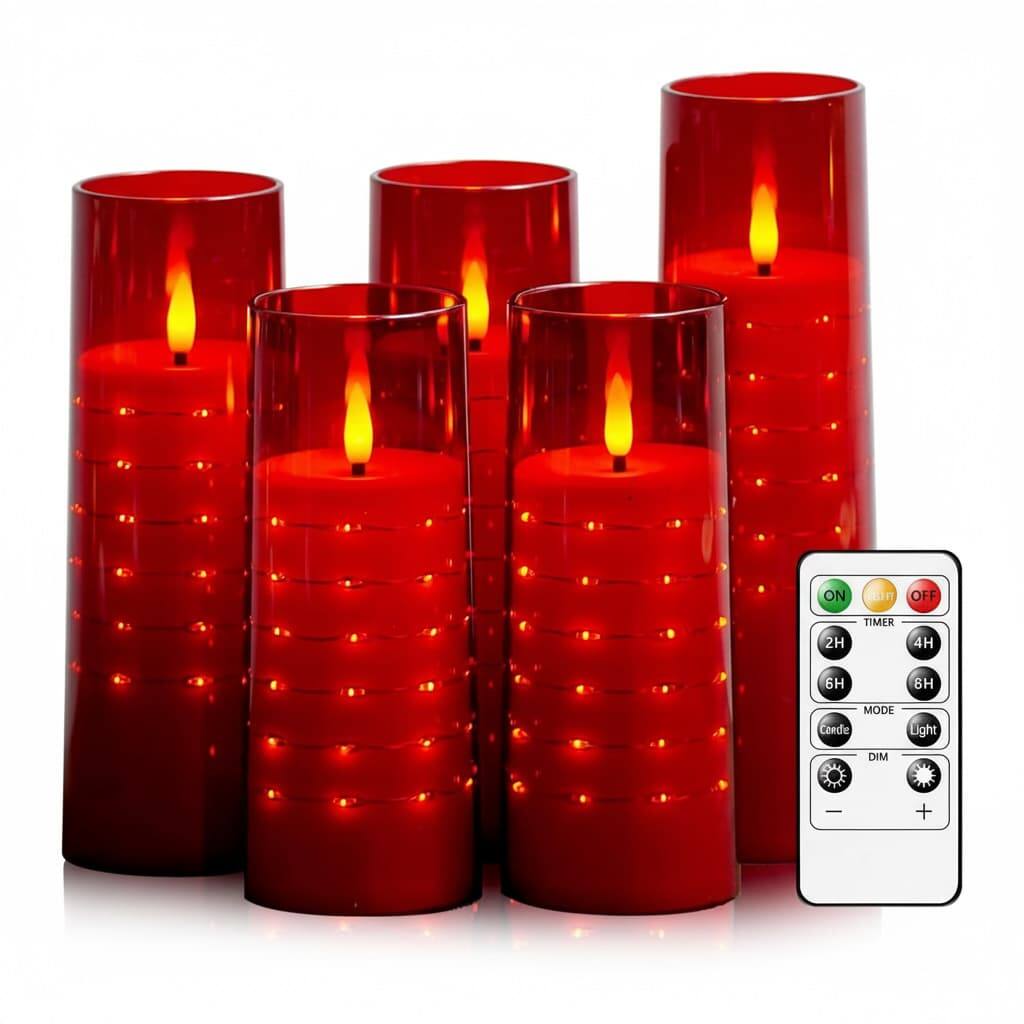 ON/OFF  
TIMER: 2H, 4H, 6H, 8H  
MODE: Candle Light  
DIM +/–